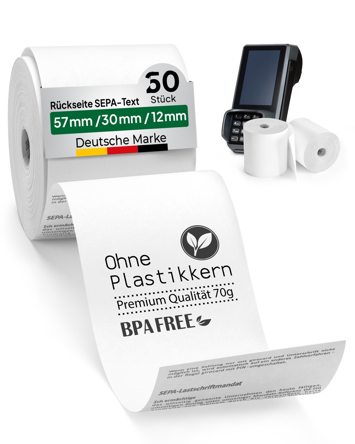 EC-Rollen 57mm x 30mm coreless – SEPA-Text